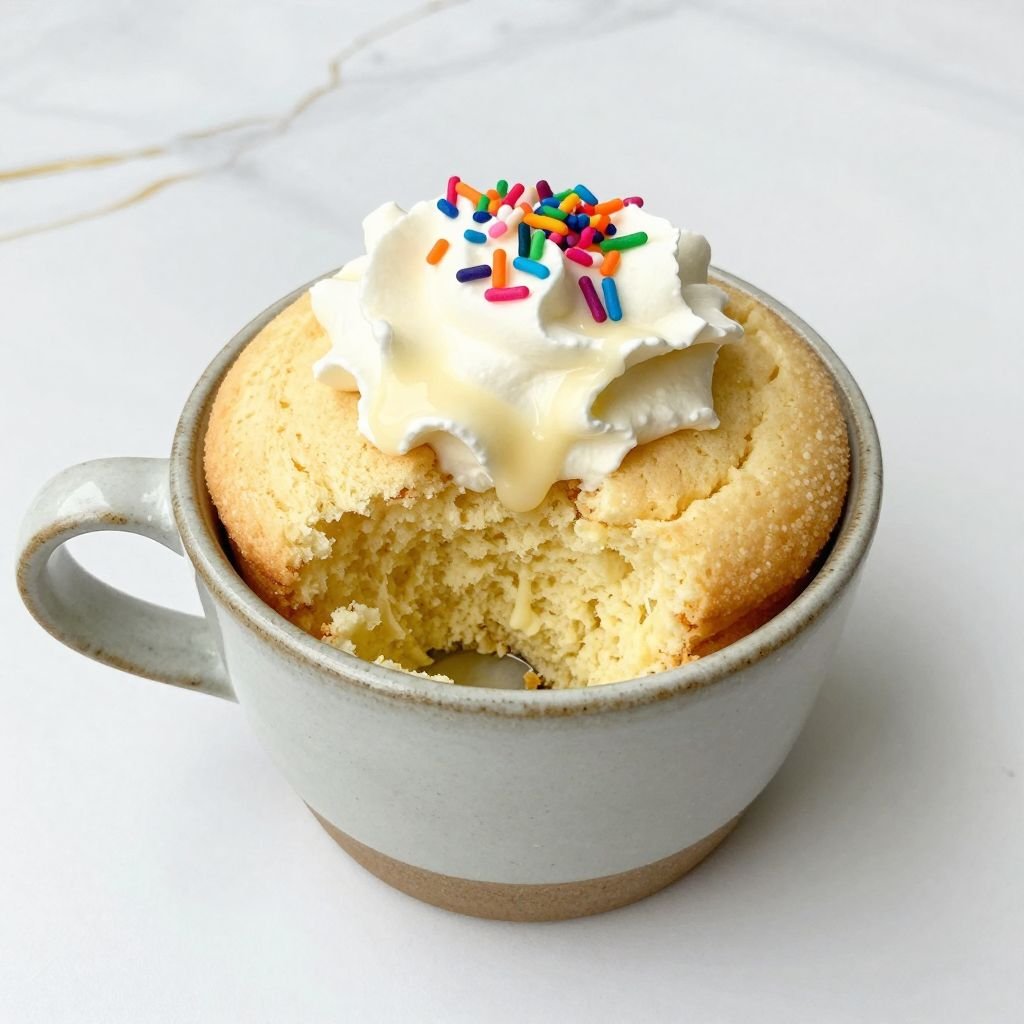 1-Minute Fluffy Vanilla Mug Cake close up