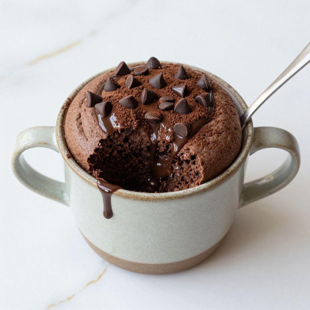 1-Minute Fudgy Chocolate Mug Cake close up