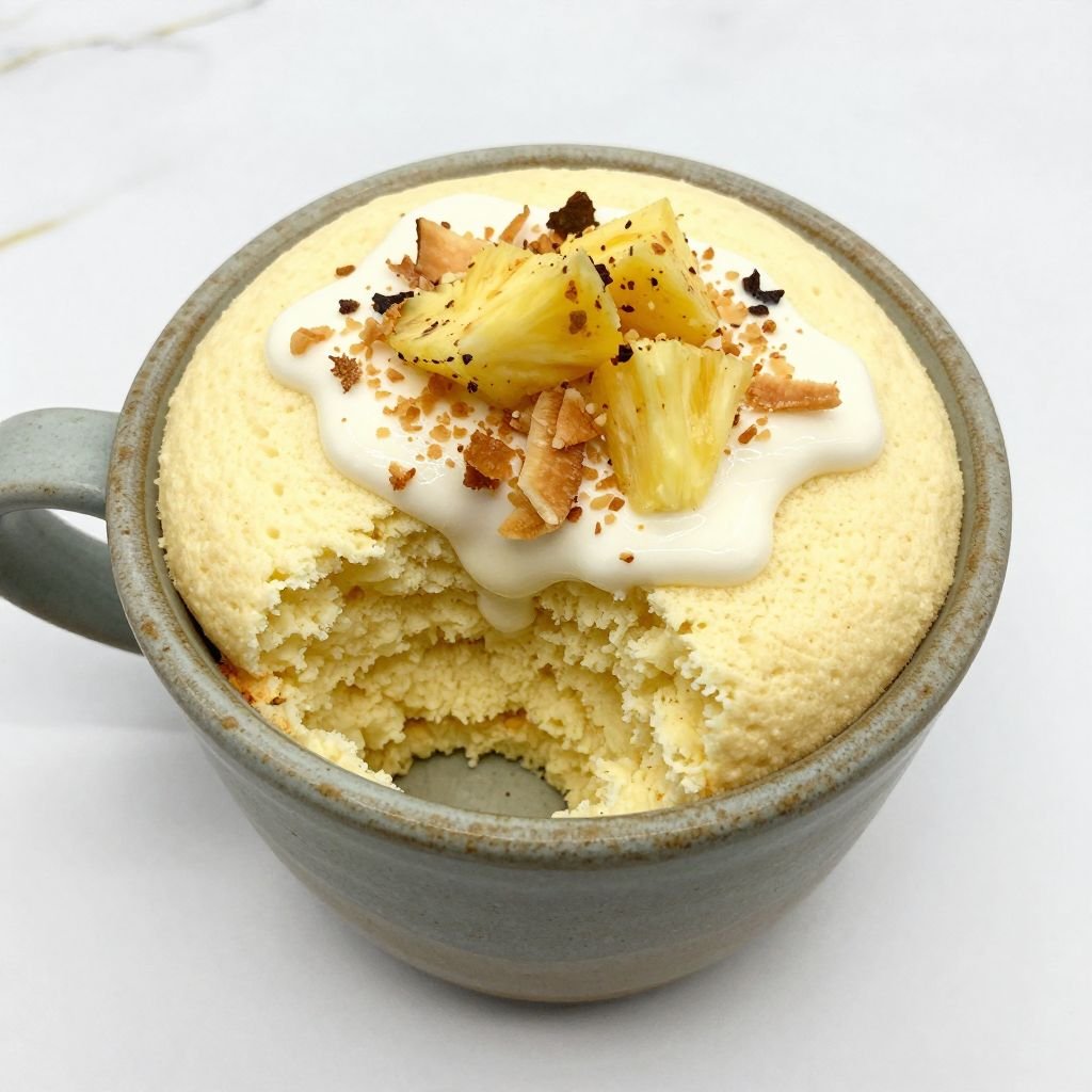 2-Minute Tropical Coconut Mug Cake close up
