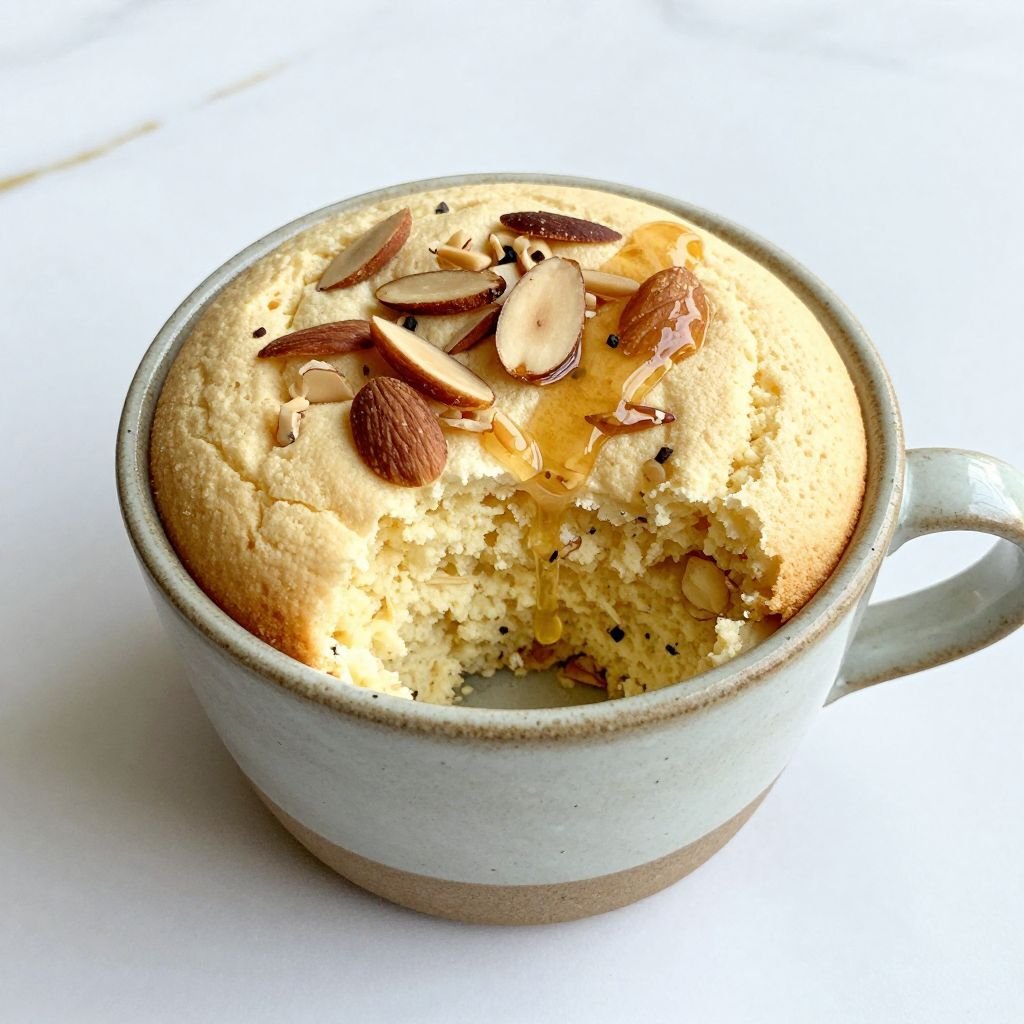 2-Minute Vanilla Almond Mug Cake close up