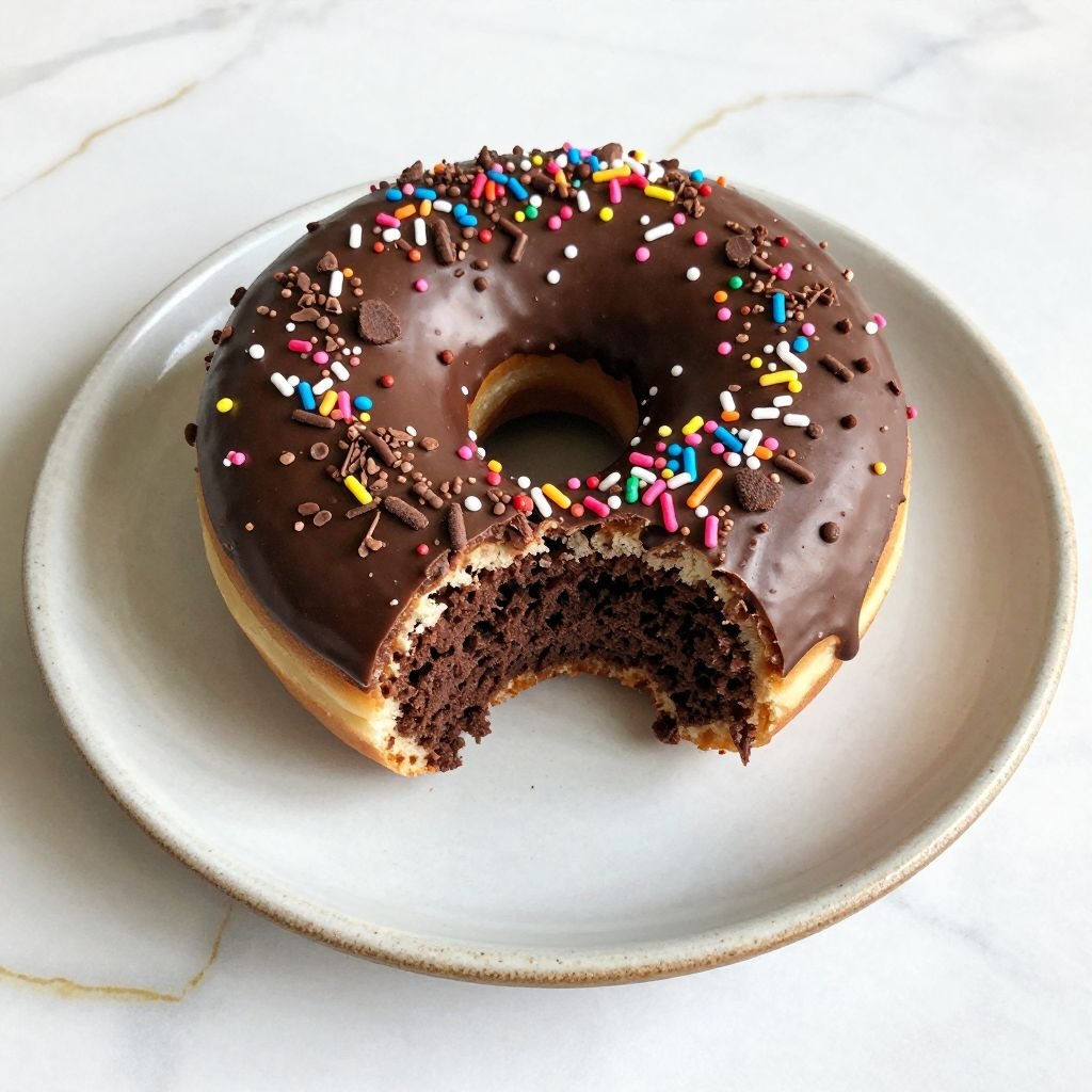 Baked Double Chocolate Glazed Donuts close up