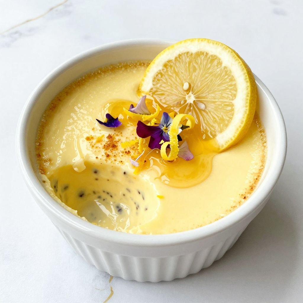 Citrus Lemon Vanilla Bean Creme Brulee close up