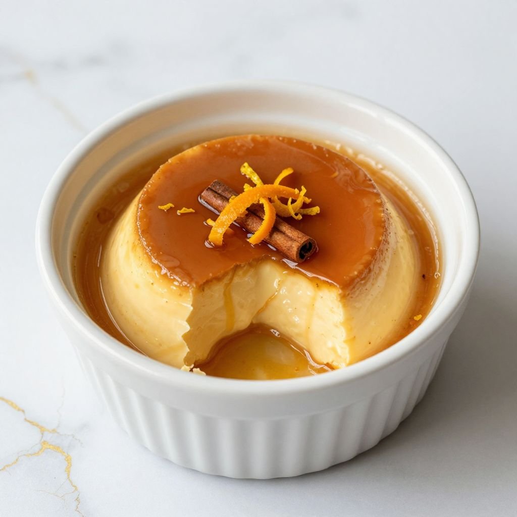 Classic Mexican Caramel Custard Flan close up