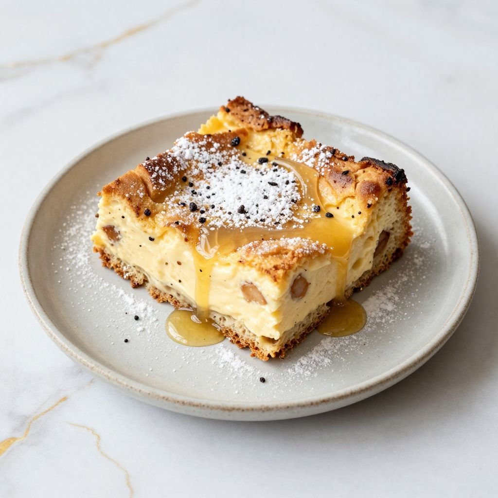 Classic Vanilla Custard Bread Pudding close up