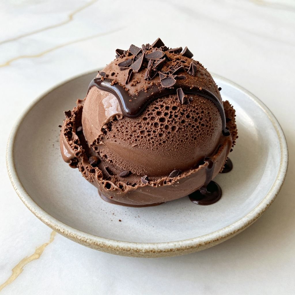 Creamy Dark Chocolate Ice Cream close up
