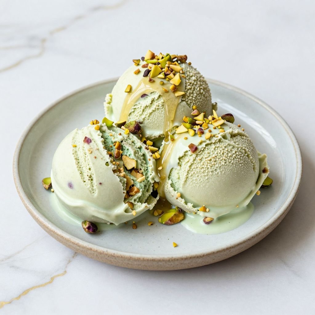 Creamy Roasted Pistachio Ice Cream close up