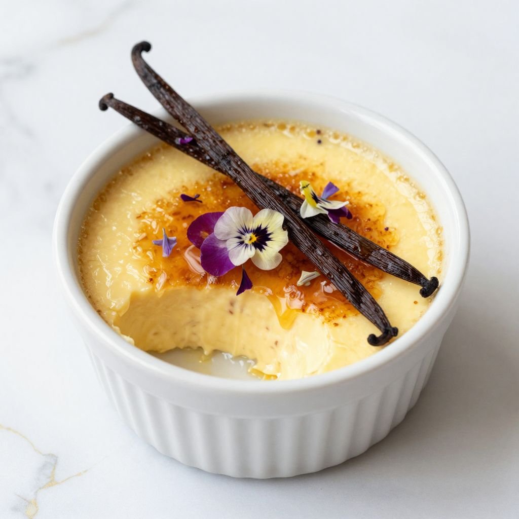 Creamy Vanilla Bean Baked Custard close up
