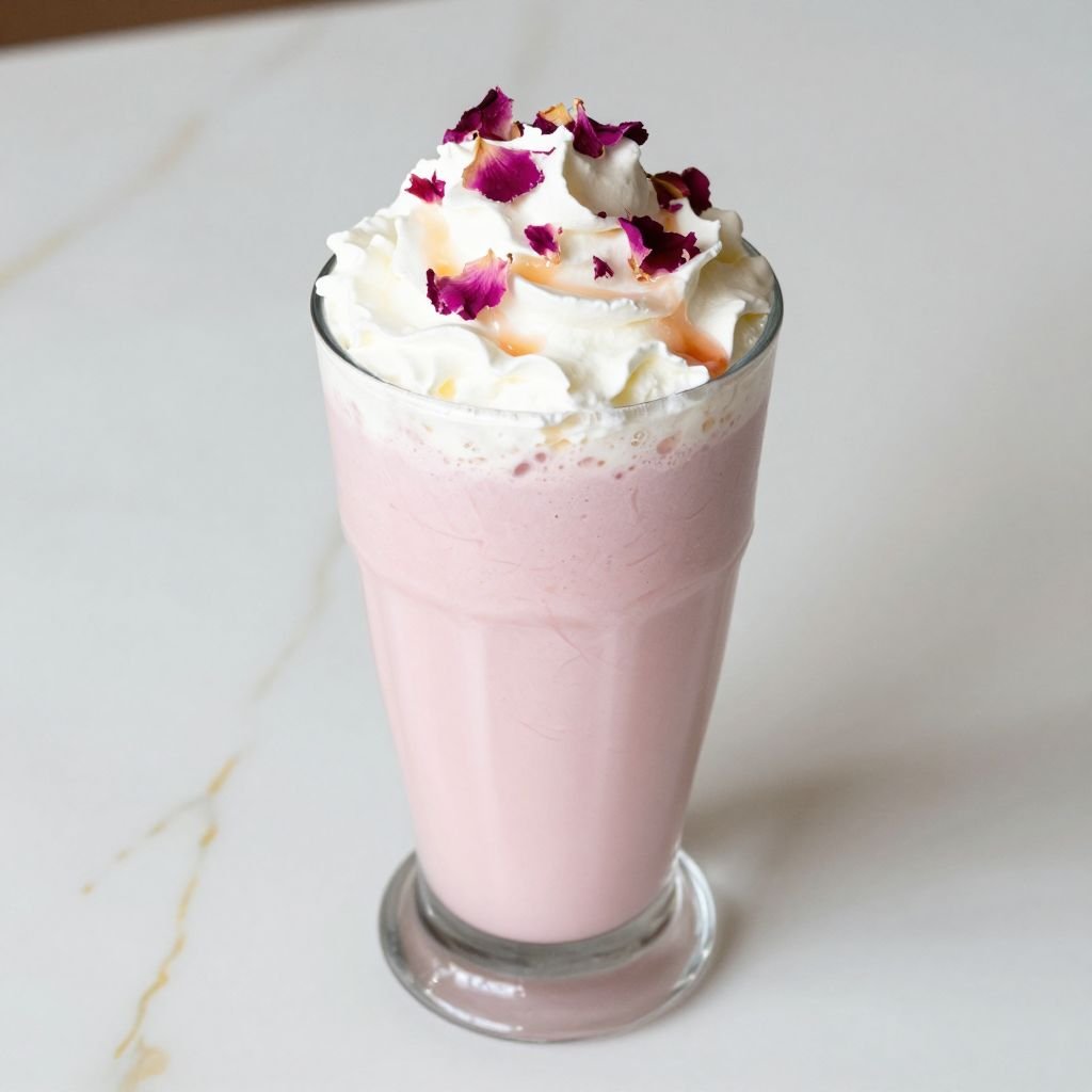 Creamy Vanilla Rose Milkshake close up