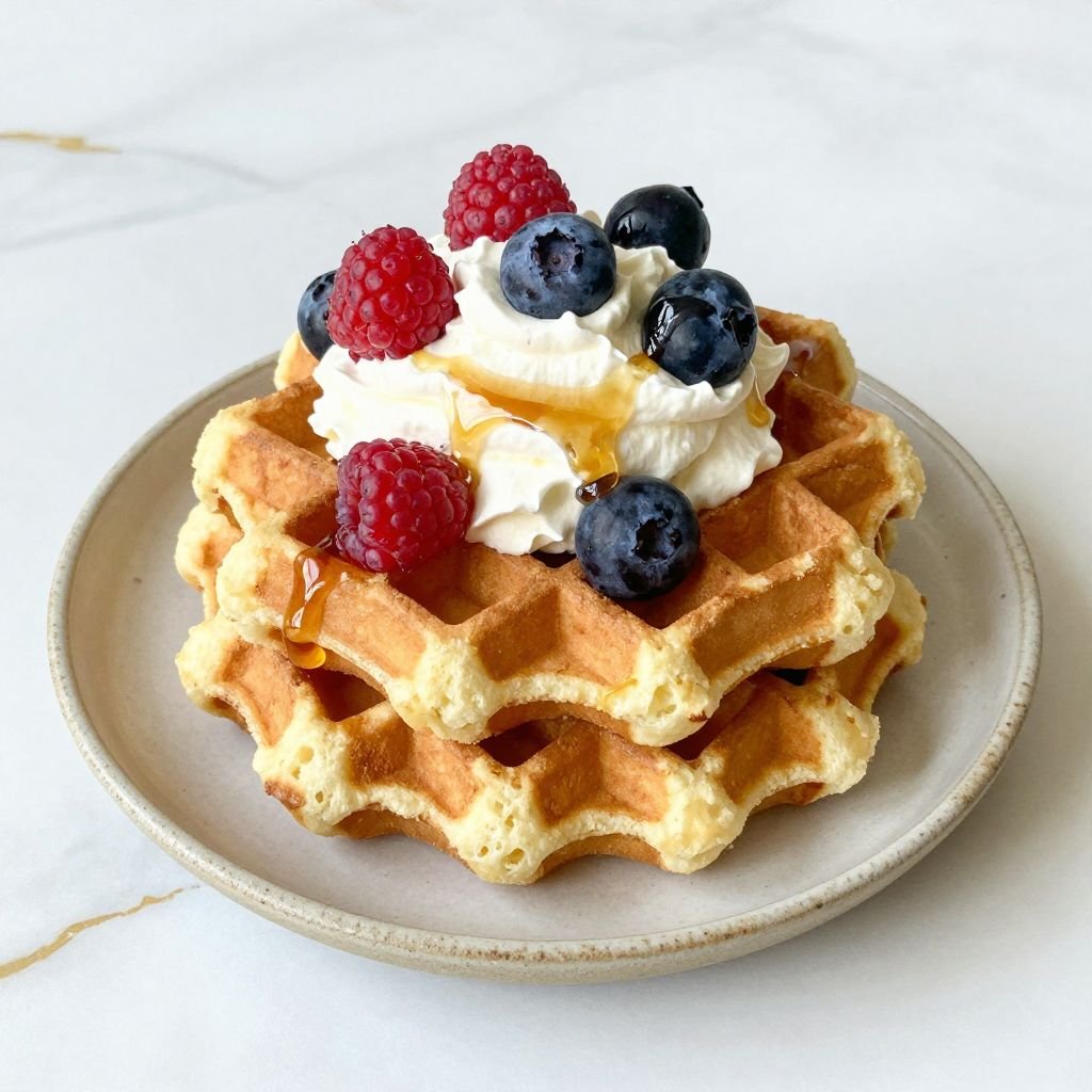 Crispy Buttermilk Belgian Flower Waffles close up