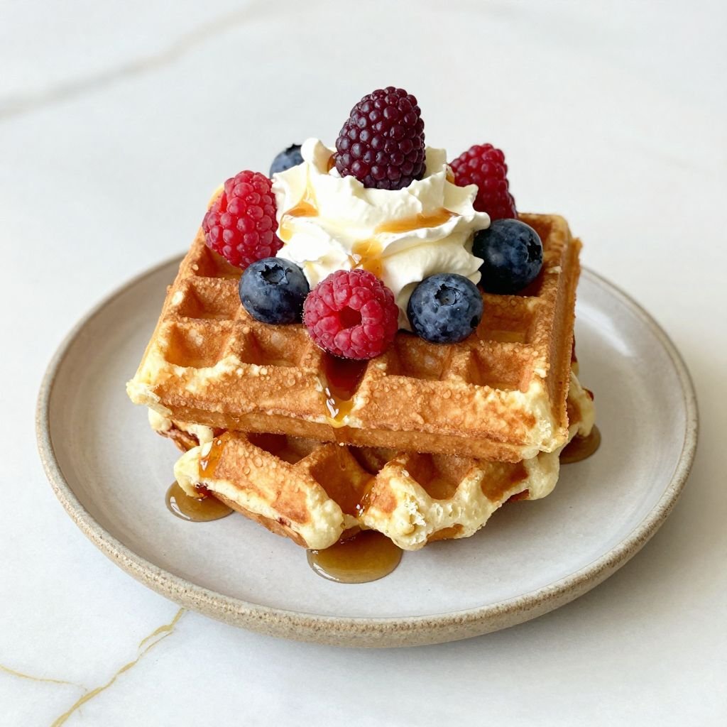 Crispy Fluffy Belgian Waffles close up