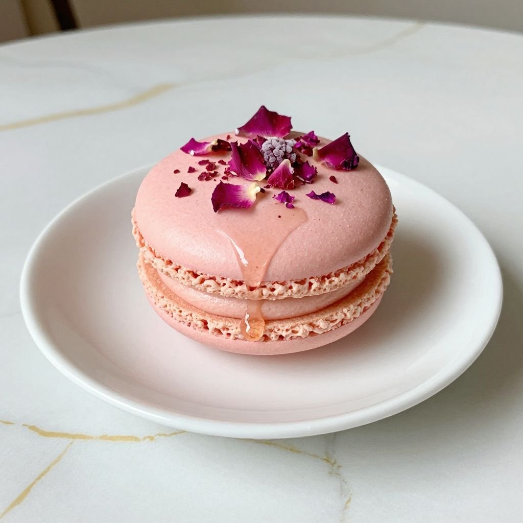 Delicate Rose Buttercream Macarons close up