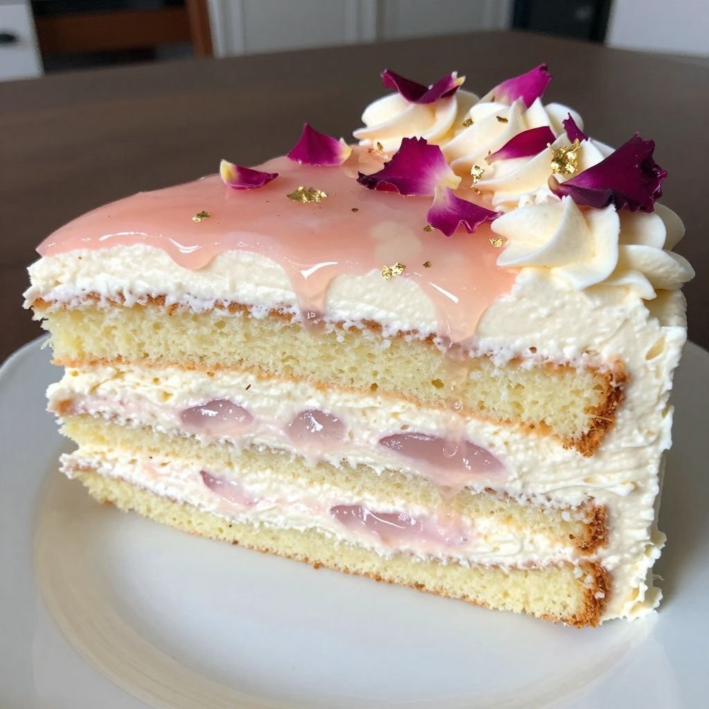 Elegant Vanilla Rose Buttercream Layer Cake close up