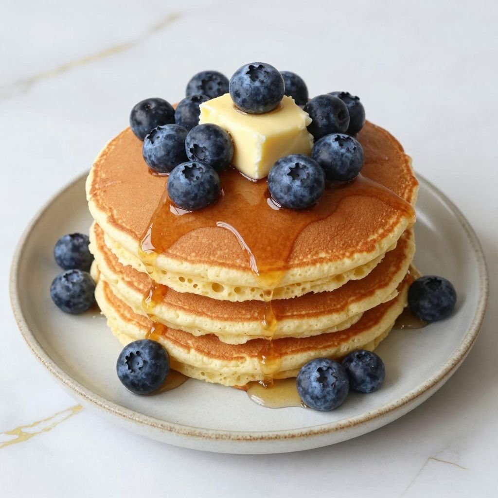 Fluffy Buttermilk Homemade Pancakes close up