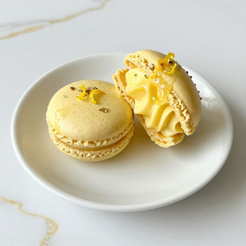 French Lemon Buttercream Macarons close up