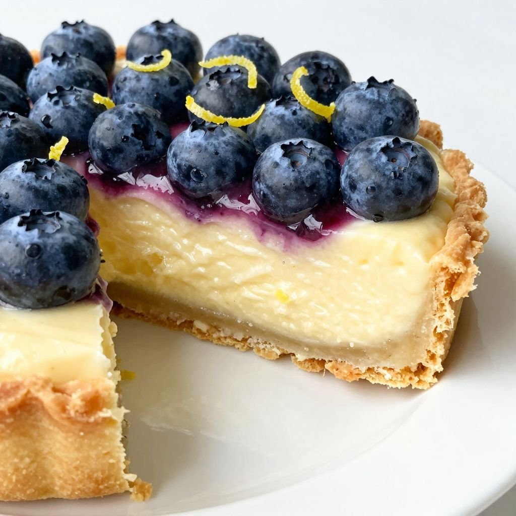 Fresh Blueberry Lemon Cream Tart close up
