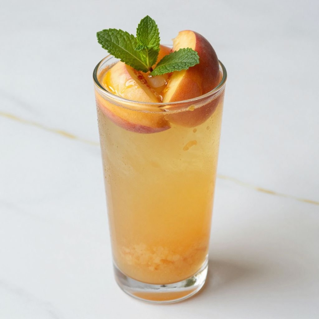 Fresh Peach Mint Lemonade close up