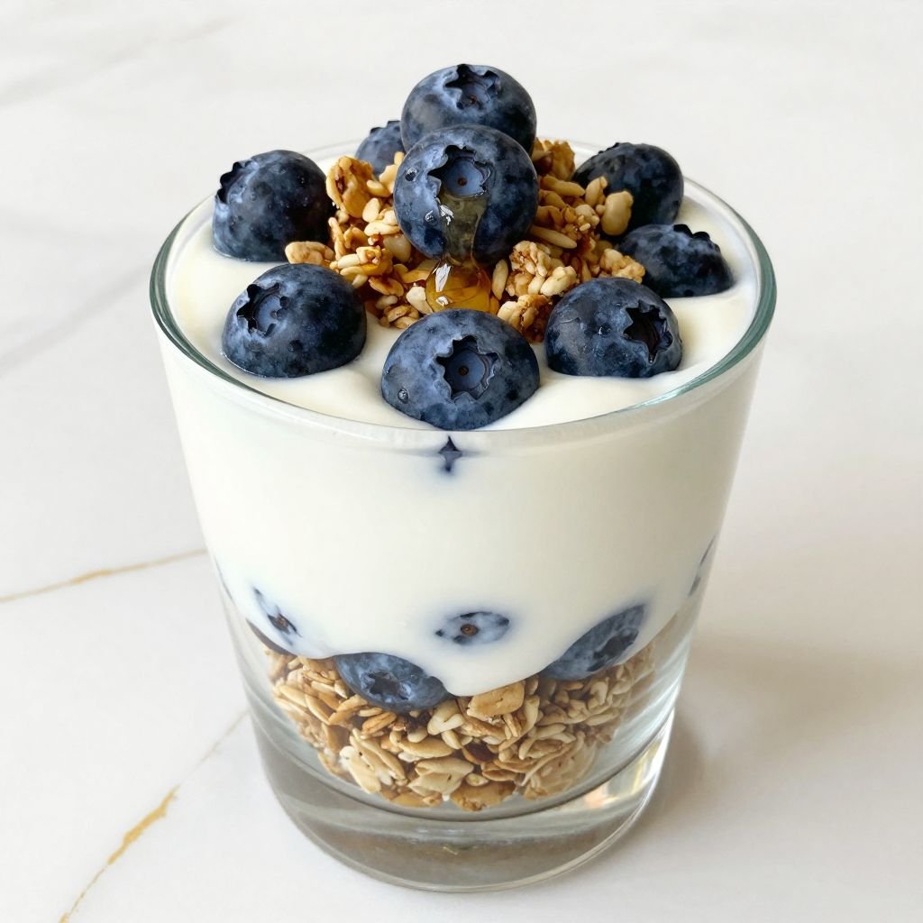 Greek Yogurt Blueberry Granola Parfait close up