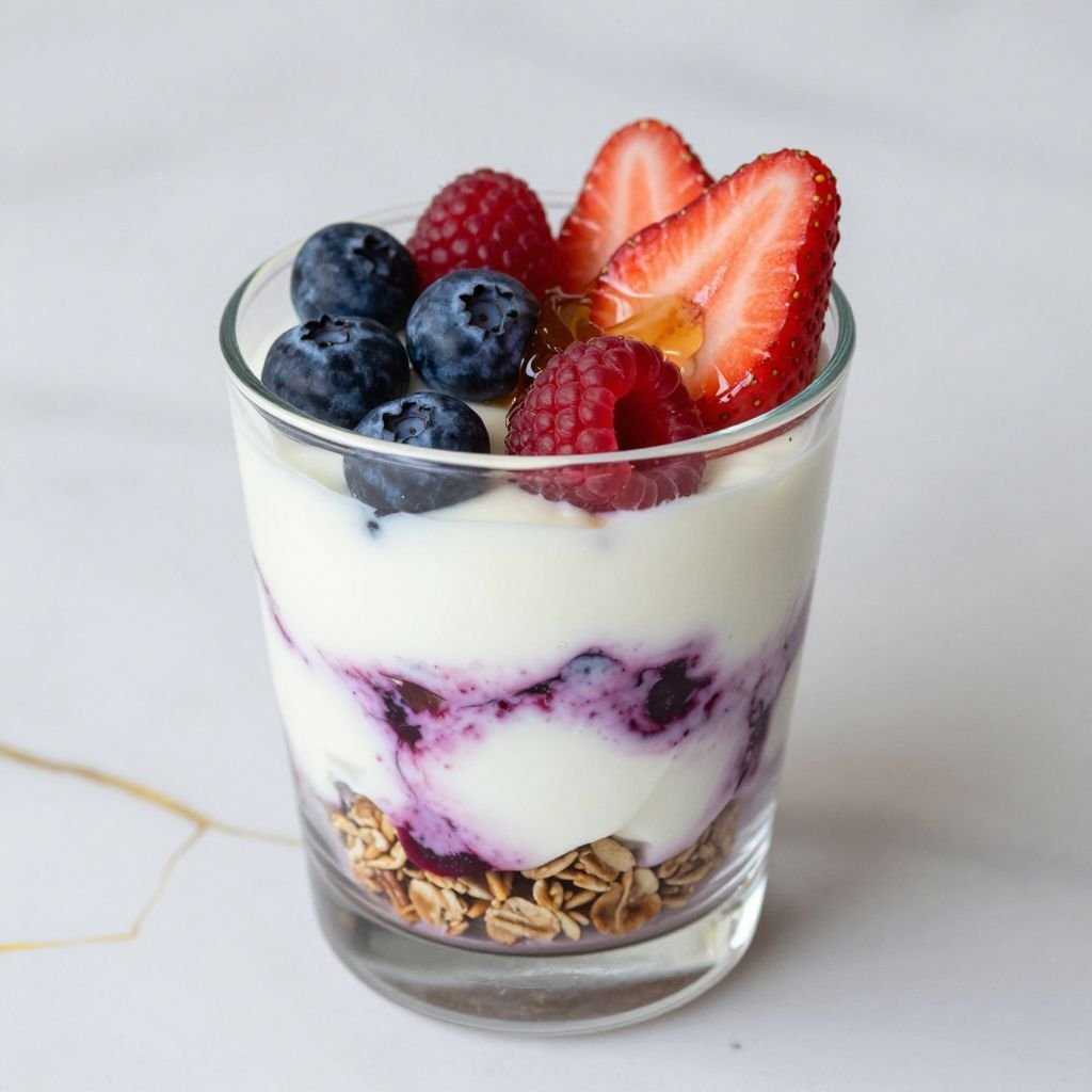 Greek Yogurt Mixed Berry Parfait close up