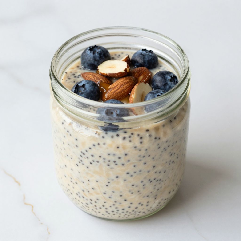 Healthy Vanilla Almond Chia Pudding close up