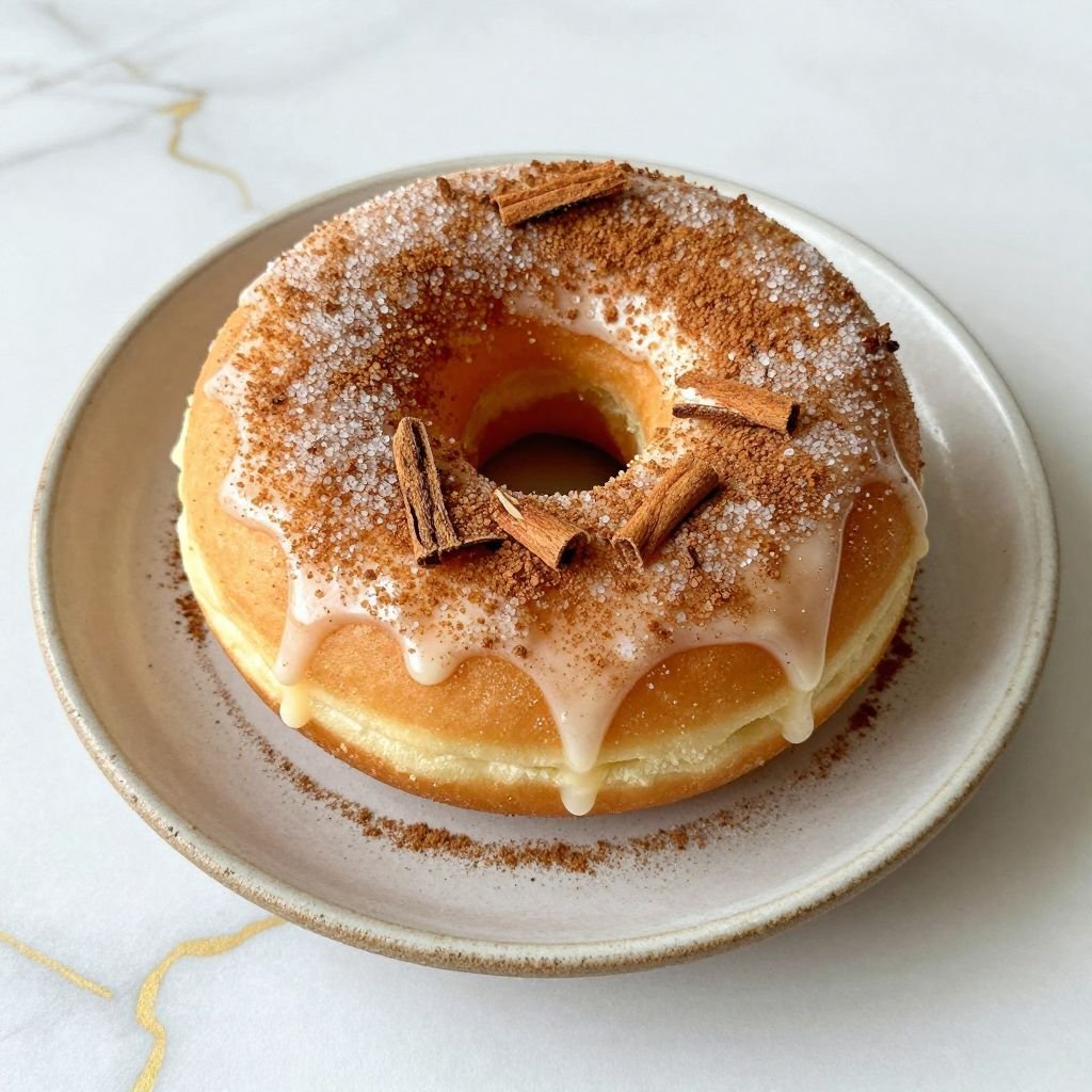 Homemade Cinnamon Sugar Baked Donuts close up
