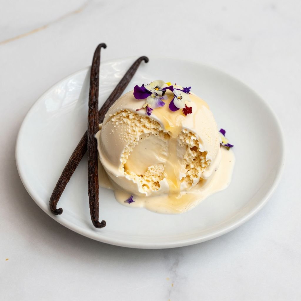 Homemade Vanilla Bean Ice Cream close up
