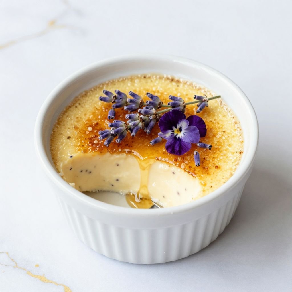 Lavender Honey Vanilla Creme Brulee close up