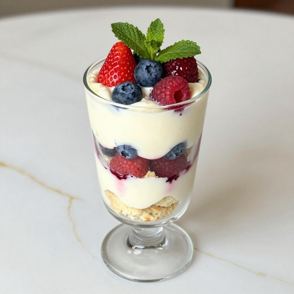 Layered Mixed Berry Vanilla Trifle close up