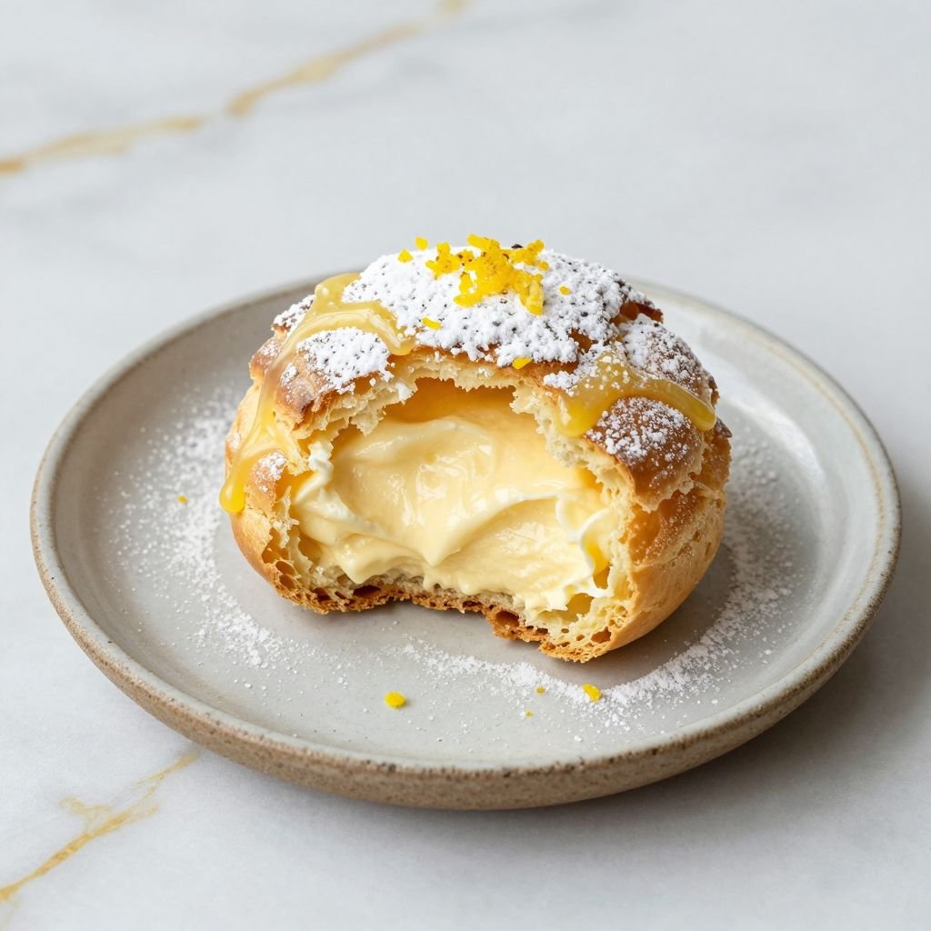 Light Fluffy Lemon Cream Puffs close up