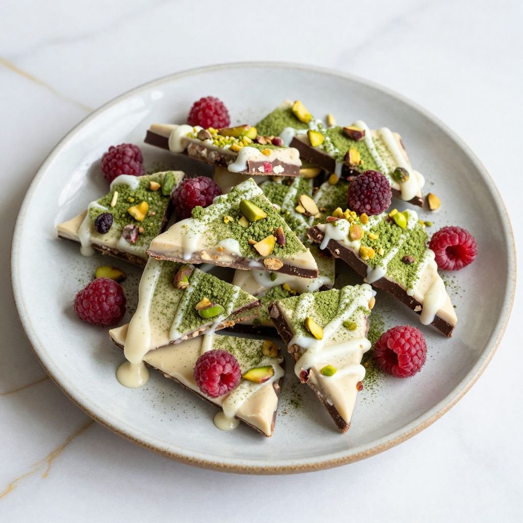 No-Bake Matcha White Chocolate Bark close up