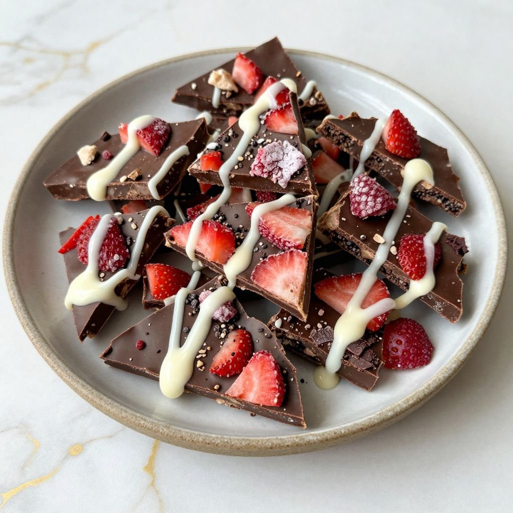No-Bake Strawberry Vanilla Chocolate Bark close up