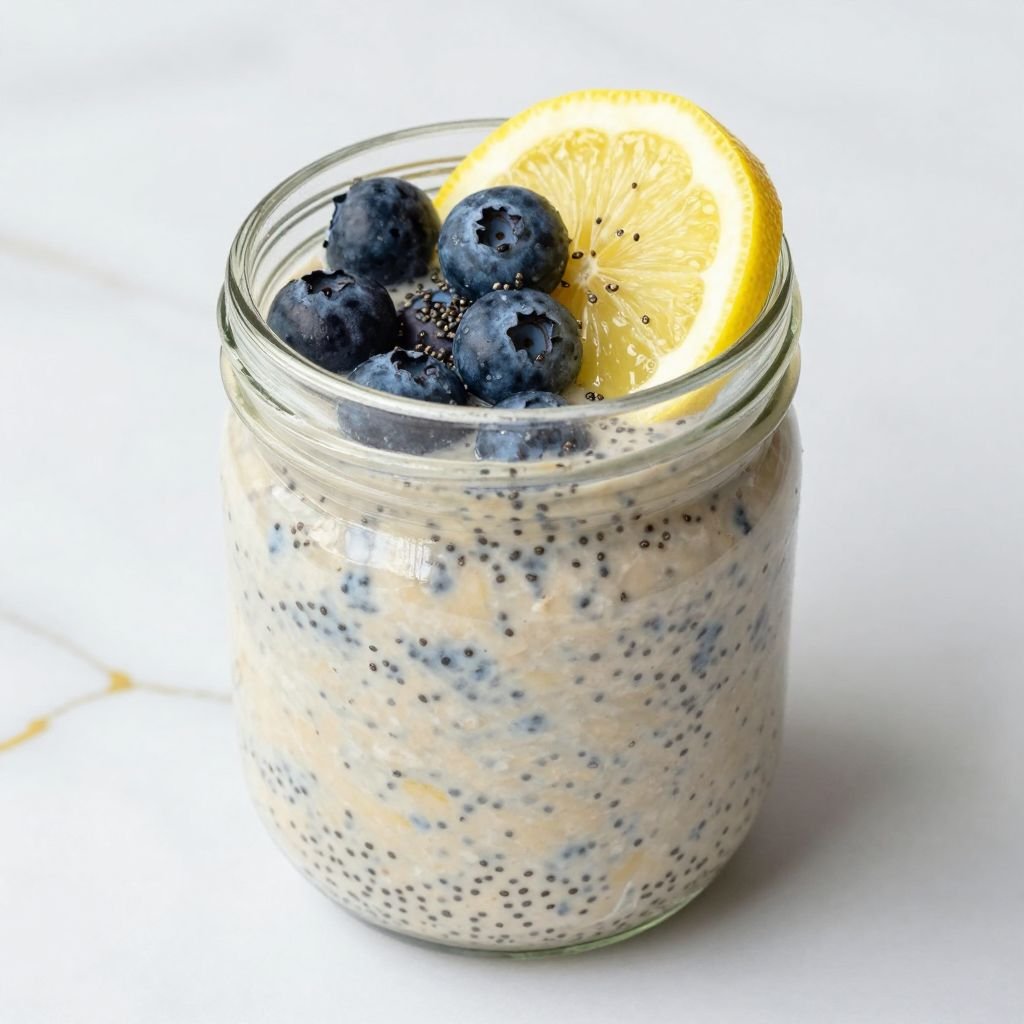 Overnight Lemon Blueberry Chia Pudding close up