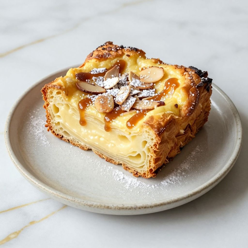 Rich Buttery Croissant Bread Pudding close up