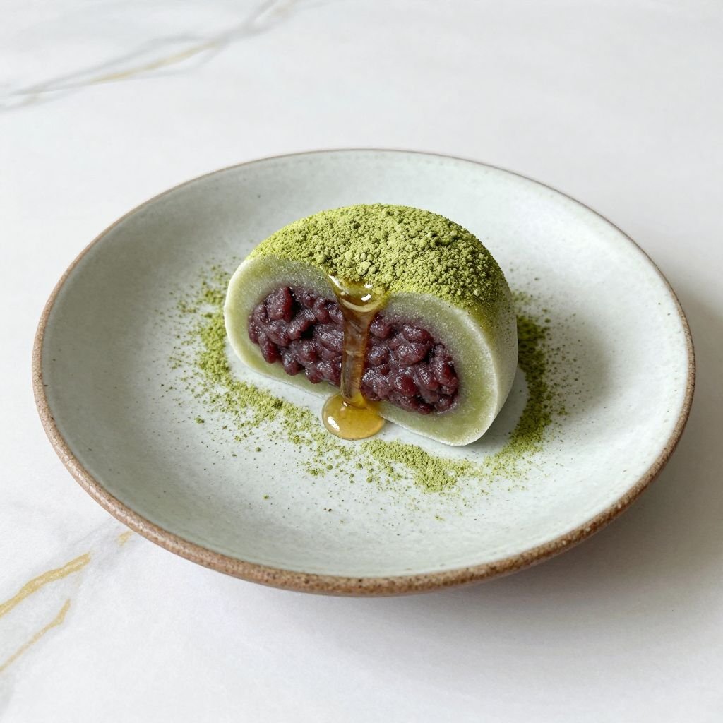 Soft Chewy Japanese Matcha Mochi close up