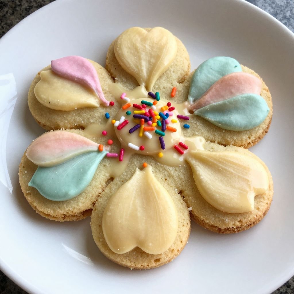 Soft Frosted Flower Sugar Cookies close up