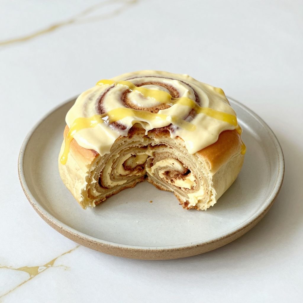 Soft Lemon Cream Cheese Cinnamon Rolls close up