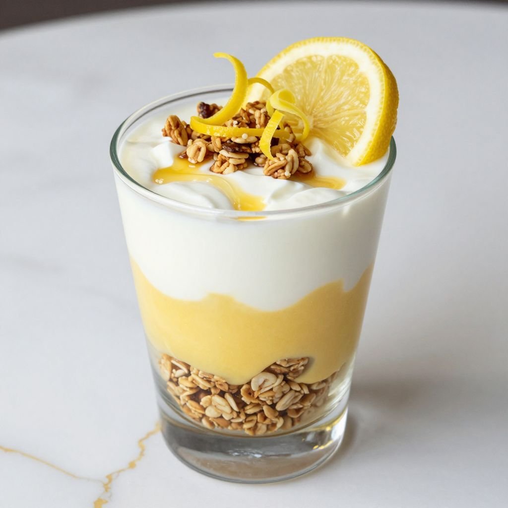Tangy Lemon Curd Greek Yogurt Parfait close up