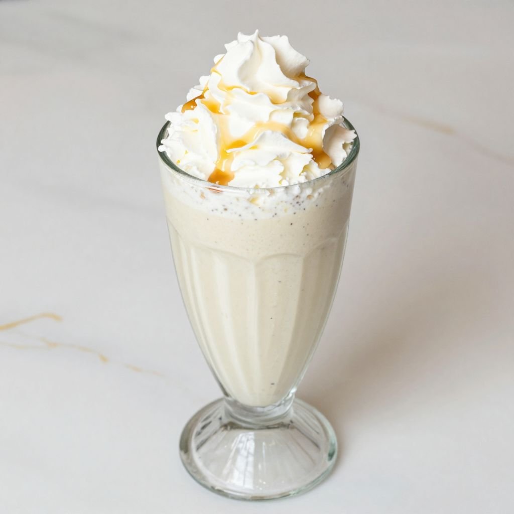 Thick Creamy Vanilla Bean Milkshake close up