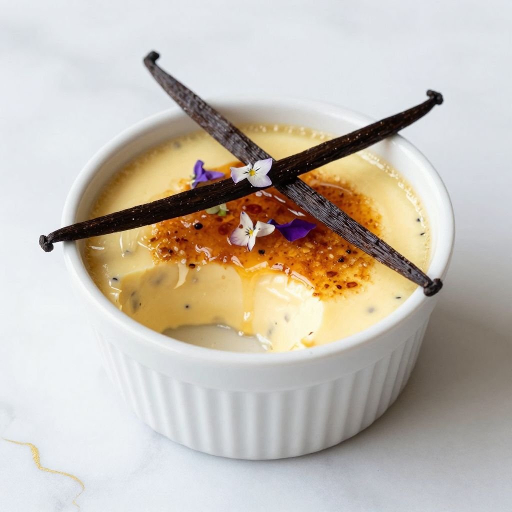 Vanilla Bean Creme Brulee close up