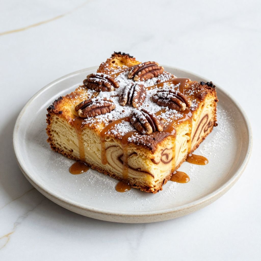 Warm Vanilla Cinnamon Bread Pudding close up