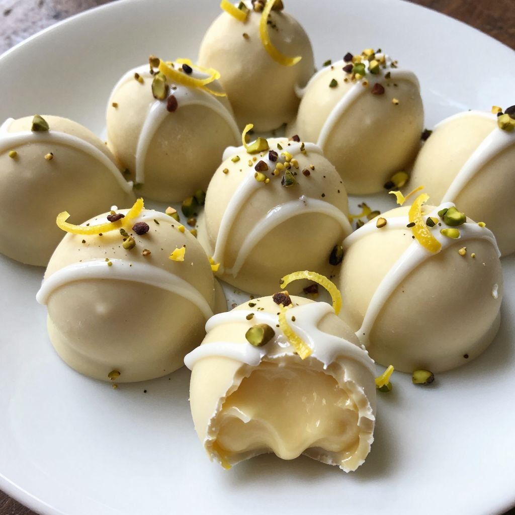 White Chocolate Lemon Truffles close up