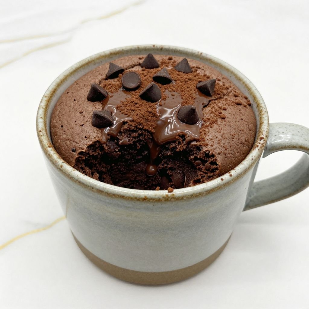 2-Minute Fudgy Chocolate Brownie Mug Cake close up