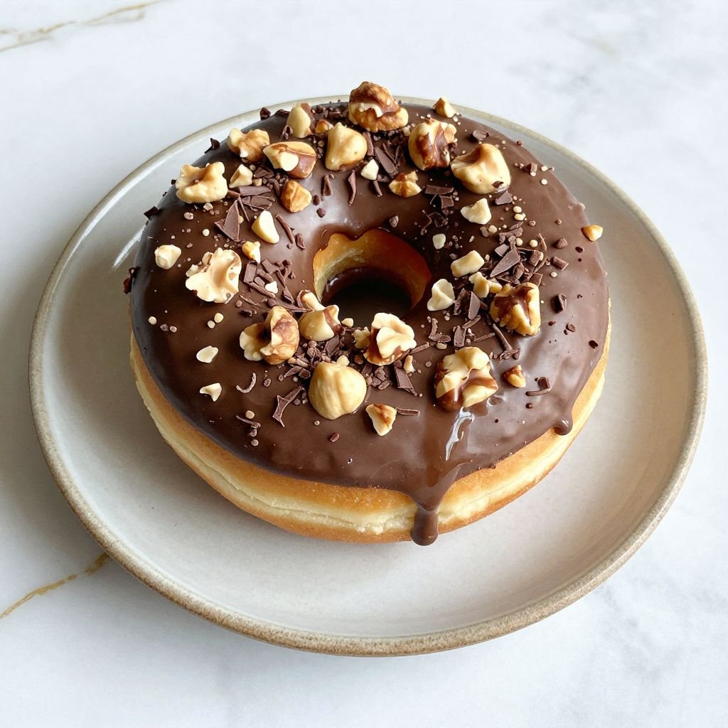 Baked Chocolate Hazelnut Nutella Donuts close up