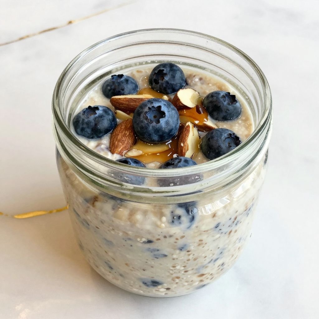 Blueberry Maple Overnight Oats close up