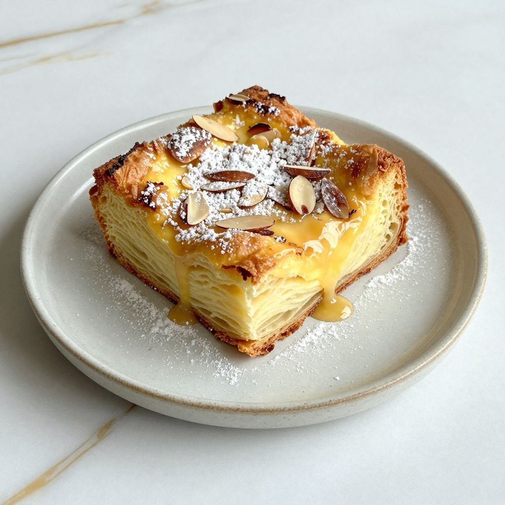 Buttery Croissant Custard Bread Pudding close up