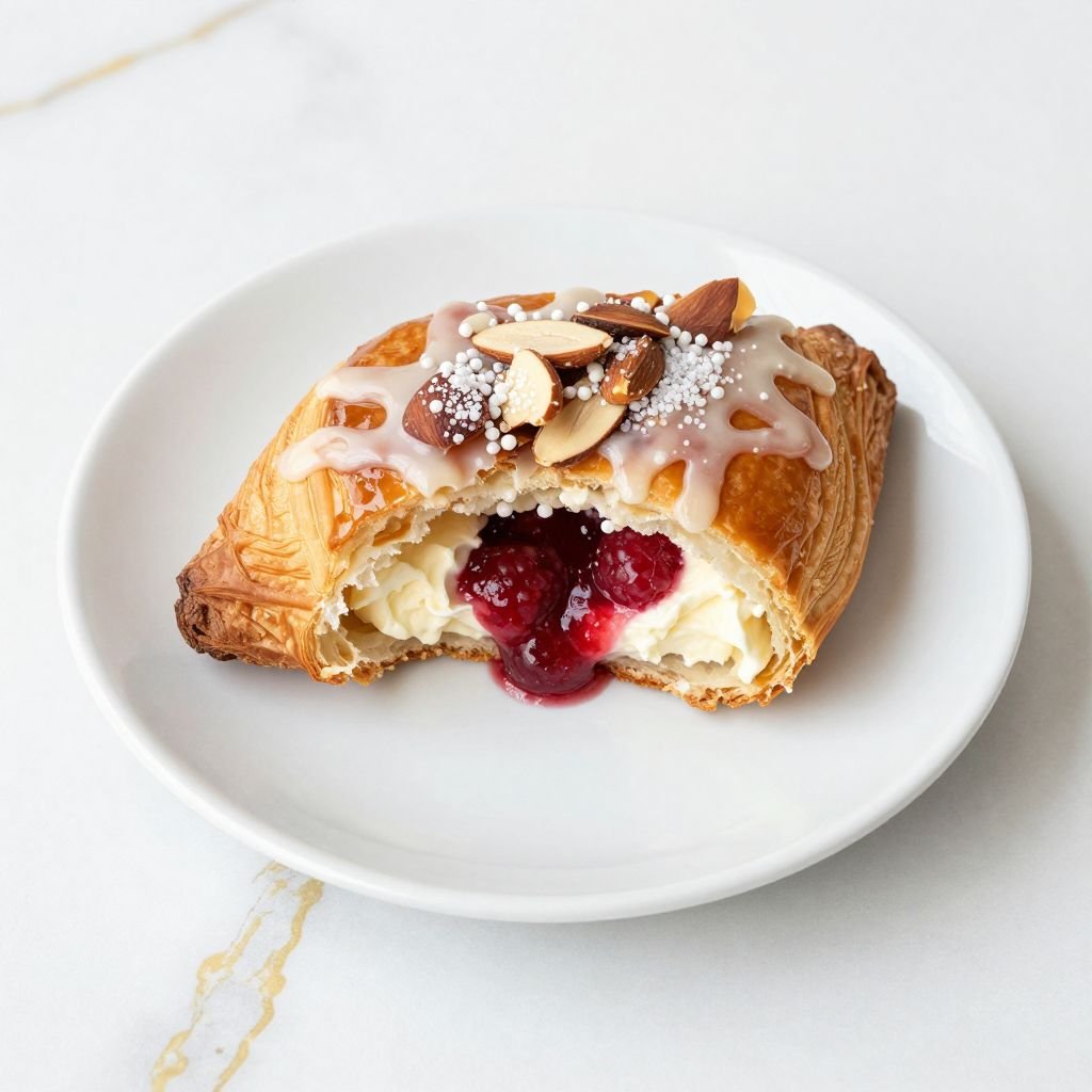 Buttery Raspberry Cream Cheese Danish close up
