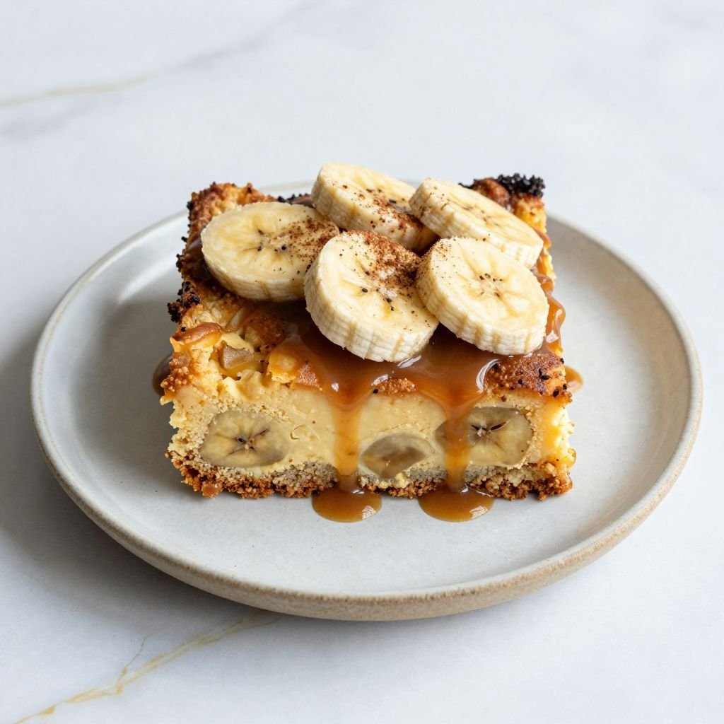 Caramel Banana Custard Bread Pudding close up