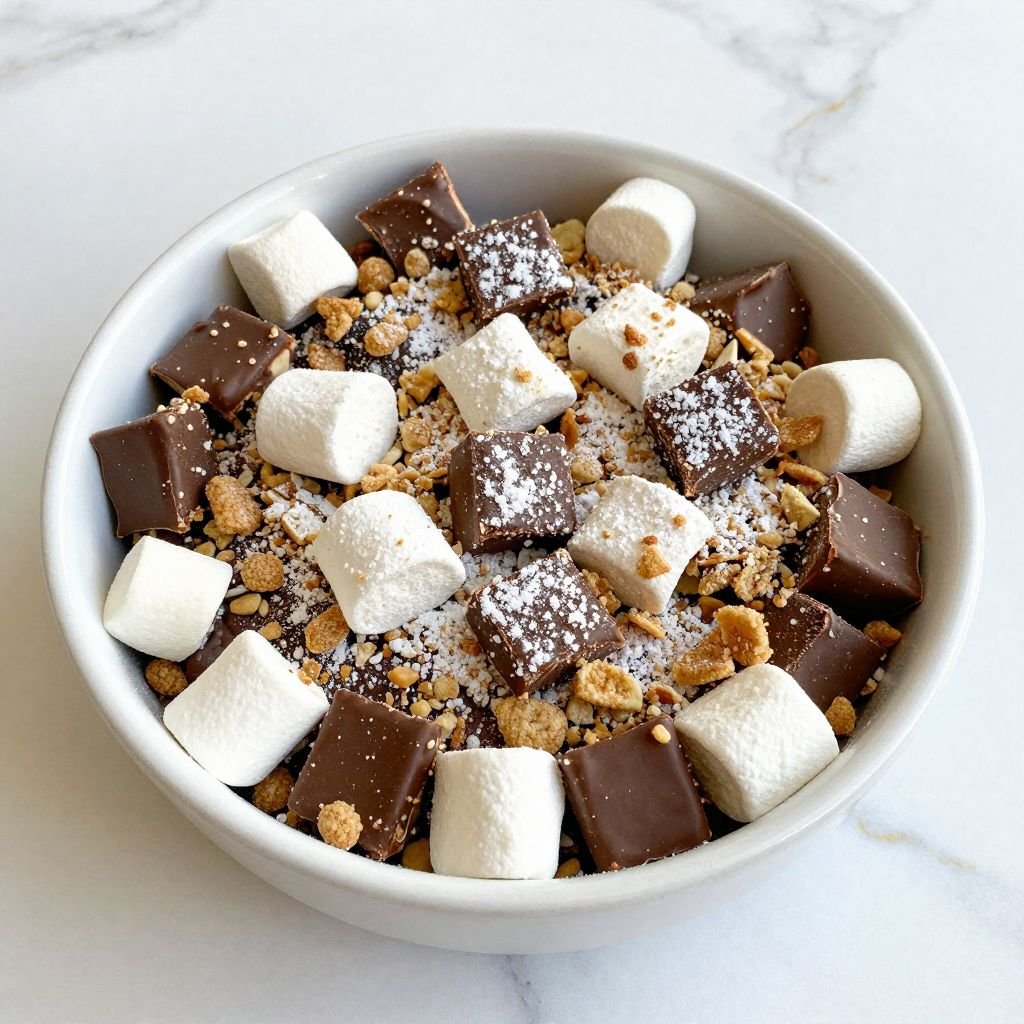 Chocolate Graham Marshmallow Puppy Chow close up