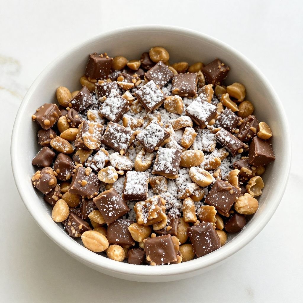 Chocolate Peanut Butter Puppy Chow close up