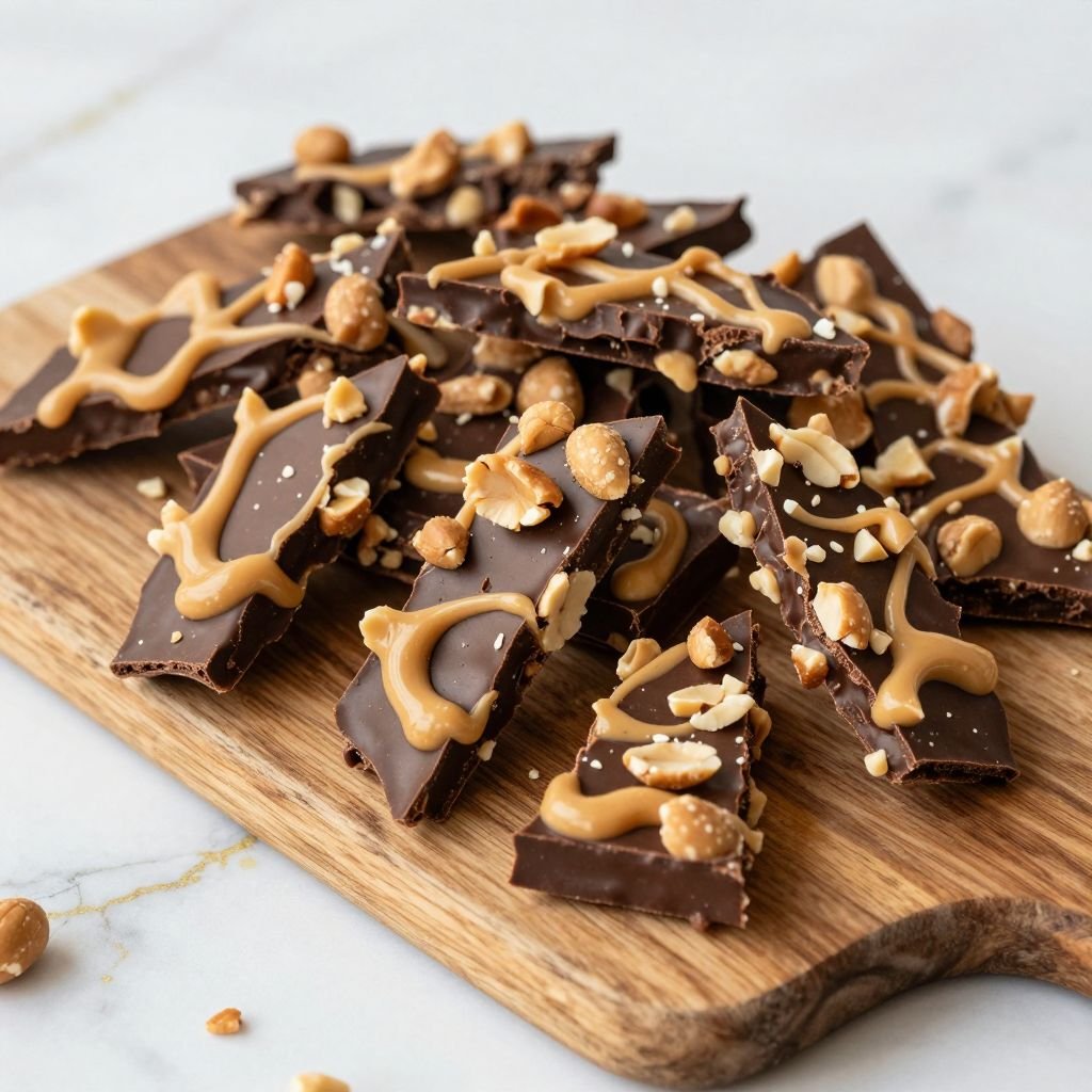 Chocolate Peanut Butter Swirl Bark close up