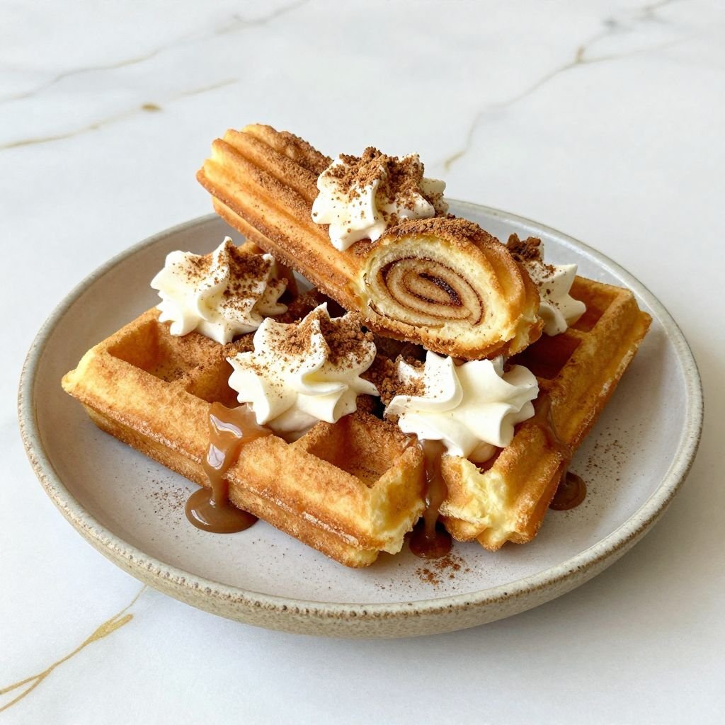 Cinnamon Sugar Churro Waffles close up